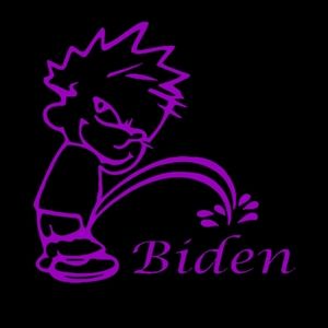 Purple 6Wx5.9H Piss On Biden Premium permanent vinyl decal